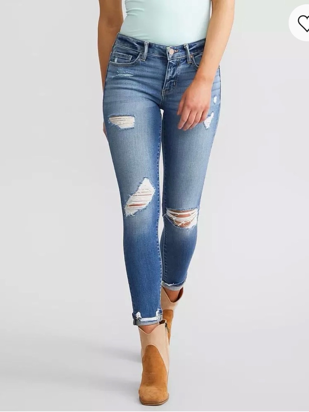 Buckle BKE Womens Payton Ankle Skinny Jeans Medium Wash Denim Distressed 30